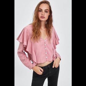 Zara Blush Pink Ruffled Top
